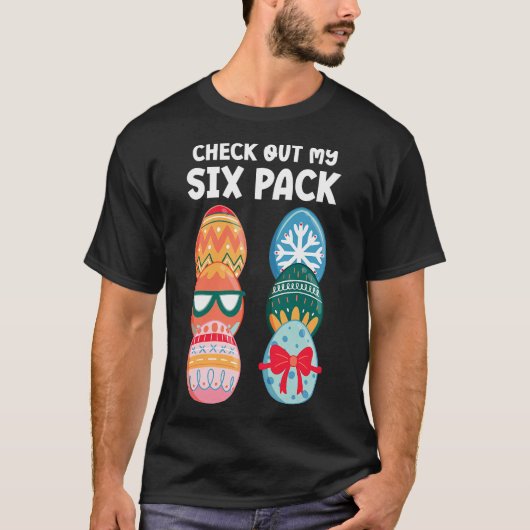 Check Out My Six Pack Funny Easter Egg Abs Workout T-shirt (Voorkant)