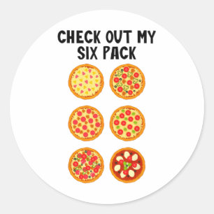 Check Out My Six Pack Grappige Pizza Ronde Sticker