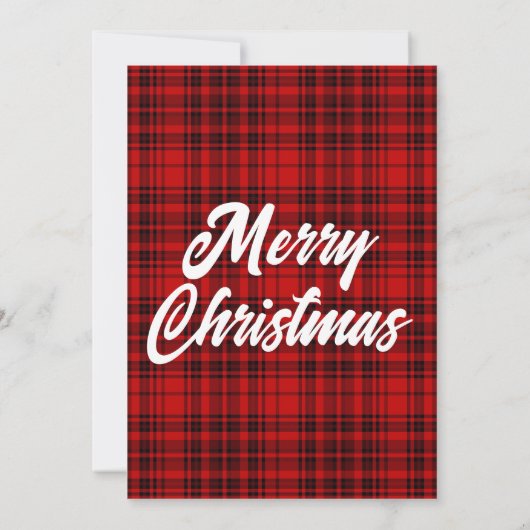 Check Plaid Rood Zwart Wit Kerstfeest Kaart (Achterkant)