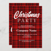 Check Plaid Rood Zwart Wit Kerstfeest Kaart (Voorkant / Achterkant)