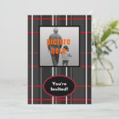 Check Plaid Wit Rood Zwart Verjaardagsfeestje Even Kaart (Staand voorkant)