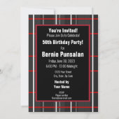 Check Plaid Wit Rood Zwart Verjaardagsfeestje Even Kaart (Achterkant)