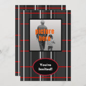 Check Plaid Wit Rood Zwart Verjaardagsfeestje Even Kaart (Voorkant / Achterkant)