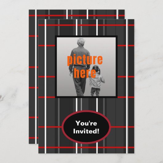 Check Plaid Wit Rood Zwart Verjaardagsfeestje Even Kaart (Voorkant / Achterkant)