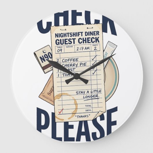 Check Please Retro Diner Wandklok (Voorkant)