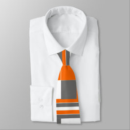 Check Stripe Oranje Grey Cool Summer Patroon Stropdas