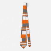 Check Stripe Oranje Grey Cool Summer Patroon Stropdas (Voorkant)