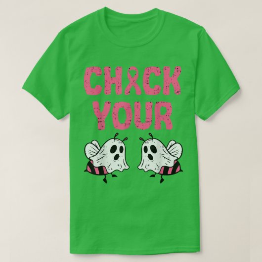 Check Your Boo Bees Breast Cancer Halloween Pink R T-shirt (Design voorkant)