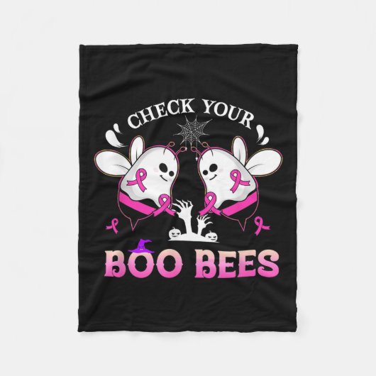 Check Your Boo Bees Funny Breast Cancer Halloween  Fleece Deken (Voorkant)