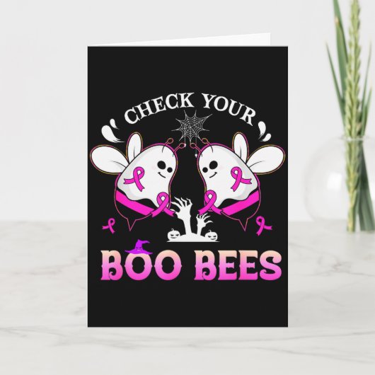 Check Your Boo Bees Funny Breast Cancer Halloween Kaart (Voorkant)