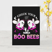 Check Your Boo Bees Funny Breast Cancer Halloween Kaart (Gele Bloem)