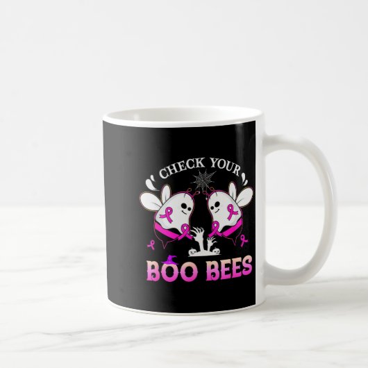 Check Your Boo Bees Funny Breast Cancer Halloween Koffiemok (Rechts)