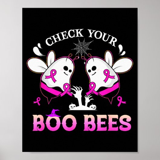 Check Your Boo Bees Funny Breast Cancer Halloween Poster (Voorkant)