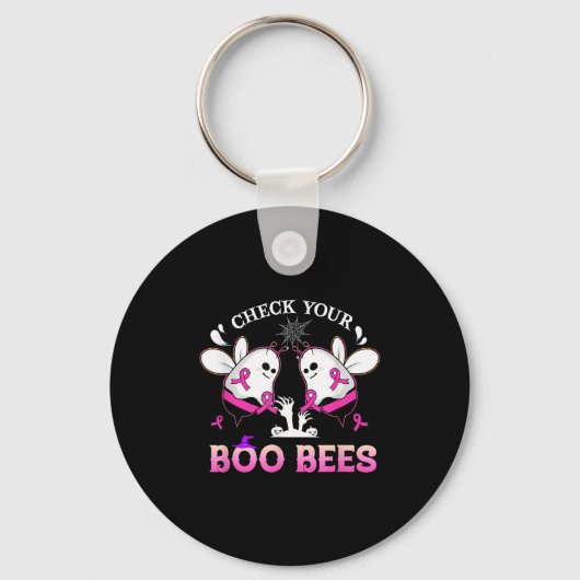 Check Your Boo Bees Funny Breast Cancer Halloween  Sleutelhanger (Voorkant)