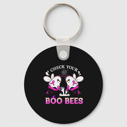 Check Your Boo Bees Funny Breast Cancer Halloween Sleutelhanger (Voorkant)