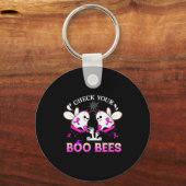 Check Your Boo Bees Funny Breast Cancer Halloween Sleutelhanger (Voorkant)