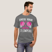 Check Your Pumpkins Funny Breast Cancer Awareness  T-shirt (Voorkant volledig)