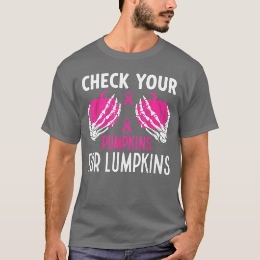 Check Your Pumpkins Funny Breast Cancer Awareness  T-shirt (Voorkant)