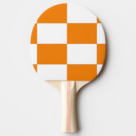 Checkard Sinaasappel & Wit Ontwerp Tafeltennisbatje (Voorkant)