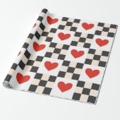 Checkboard Hearts Cadeaupapier (Uitgerold)