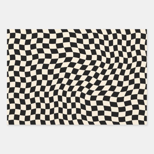 checkboard zwart-wit Modern Trendy Inpakpapier Vel (Voorkant 2)