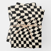  checkboard zwart-wit Modern Trendy Inpakpapier Vel (In situ)