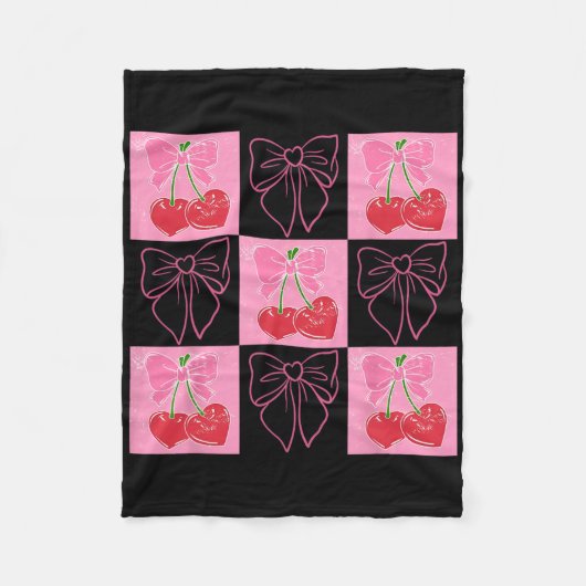 Checked Cherry Coquette Love You Cherry Much Fleece Deken (Voorkant)