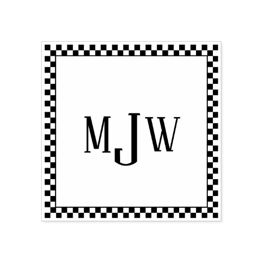 Checker Board Lijst Monogram Rubber Stamp Rubberstempel (Afrduk)