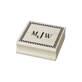 Checker Board Lijst Monogram Rubber Stamp Rubberstempel