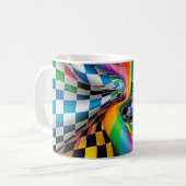 Checker Board Rainbow Patroon Digitale Kunst Koffiemok (Voorkant links)