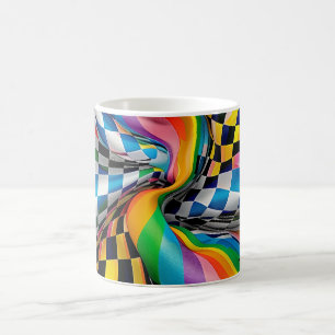 Checker Board Rainbow Patroon Digitale Kunst Koffiemok