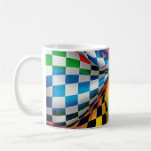 Checker Board Rainbow Patroon Digitale Kunst Koffiemok (Links)