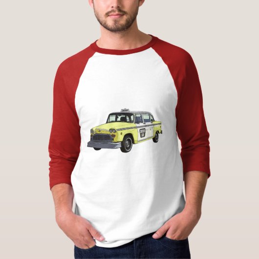 Checker Cab Taxi Classic Car Illustration T-shirt (Voorkant)