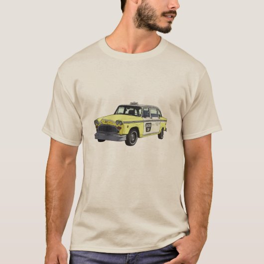 Checker Cab Taxi Classic Car Illustration T-shirt (Voorkant)