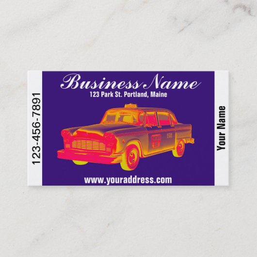 Checker Cab Taxi Pop Art Visitekaartje (Voorkant)