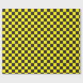 Checker Checkerboard met zwarte & [geel] Cadeaupapier (Vlak)