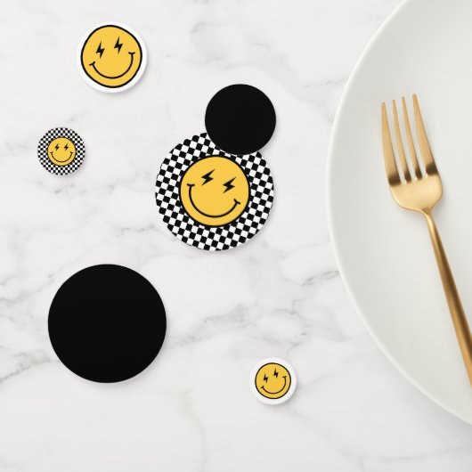 Checker Happy Face Verjaardag Confetti (Groep)
