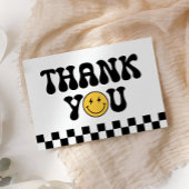 Checker Happy Face Verjaardag Dank je kaart