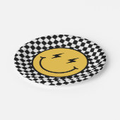 Checker Happy Face Verjaardag Papieren Bordje (Gekanteld)