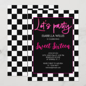 Checker heet roze zwart wit Laten we feest vieren Kaart (Voorkant / Achterkant)
