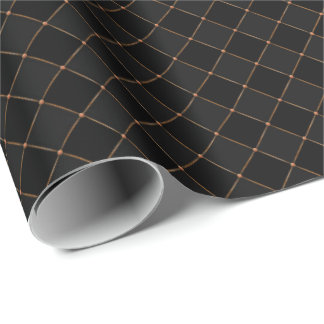 Checker Koperrooster Zwart Halloween Patroon Cadeaupapier