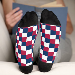 Checker patroon met Amerikaanse vlag kleur Sokken