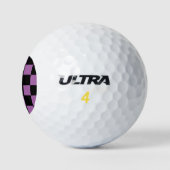 Checker Patroon Personaliseer Monogram Paarse Zwar Golfballen (Logo)