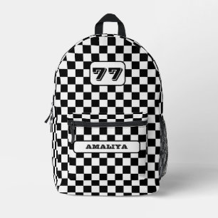 Checker Patroon Sport Rugzak met Aangepaste Naam