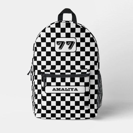 Checker Patroon Sport Rugzak met Aangepaste Naam (Voorkant)