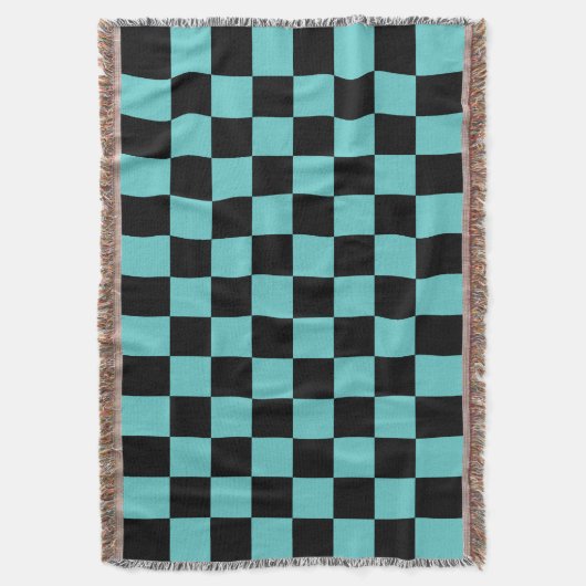 Checker Pattern - Blue Green and Black Deken (Voorkant Verticaal)