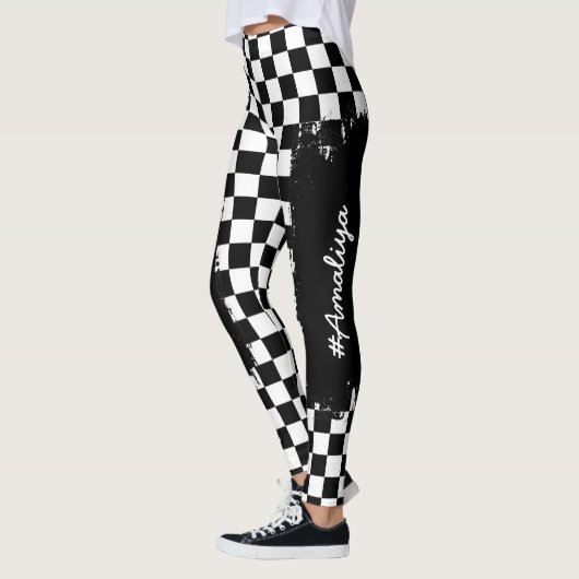 Checker Pattern-Leggings -Racing- Sport-women Leggings (Links)