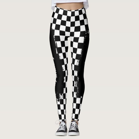 Checker Pattern-Leggings -Racing- Sport-women Leggings (Voorkant)