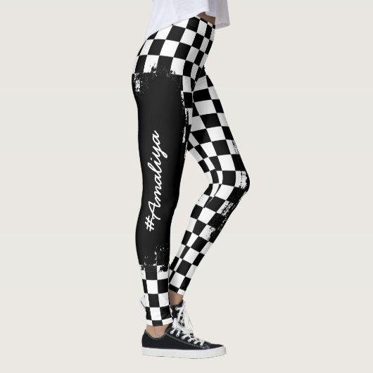 Checker Pattern-Leggings -Racing- Sport-women Leggings (Rechts)