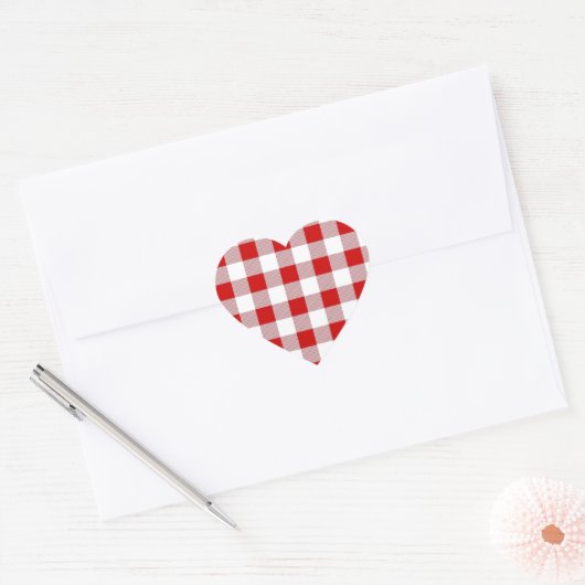 Checker Picnic Cloth Hart Sticker (Envelop)